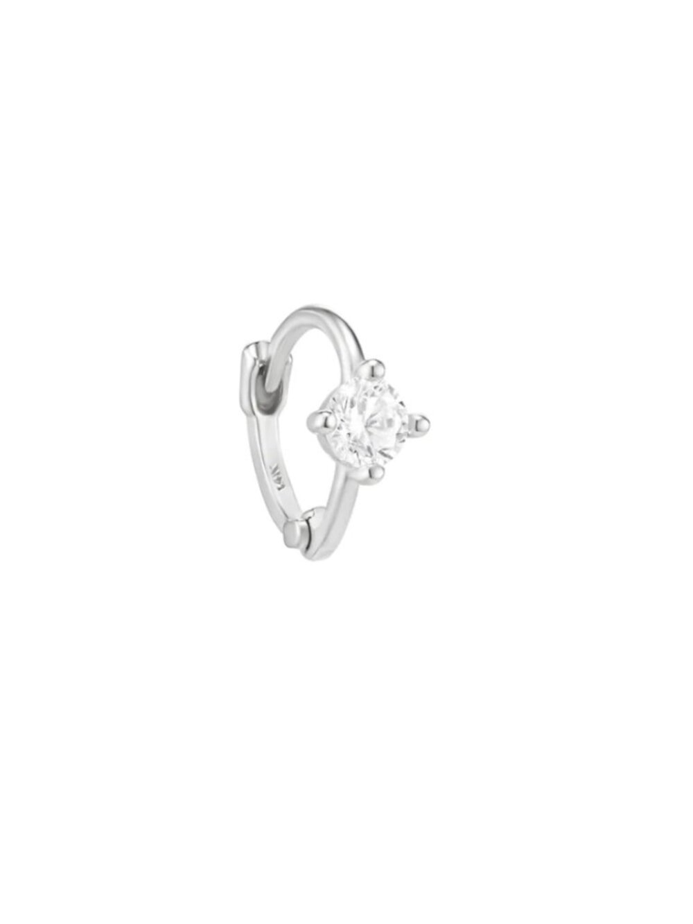 Mini Solitaire Gem Clicker Hoop- 14K Gold × 1